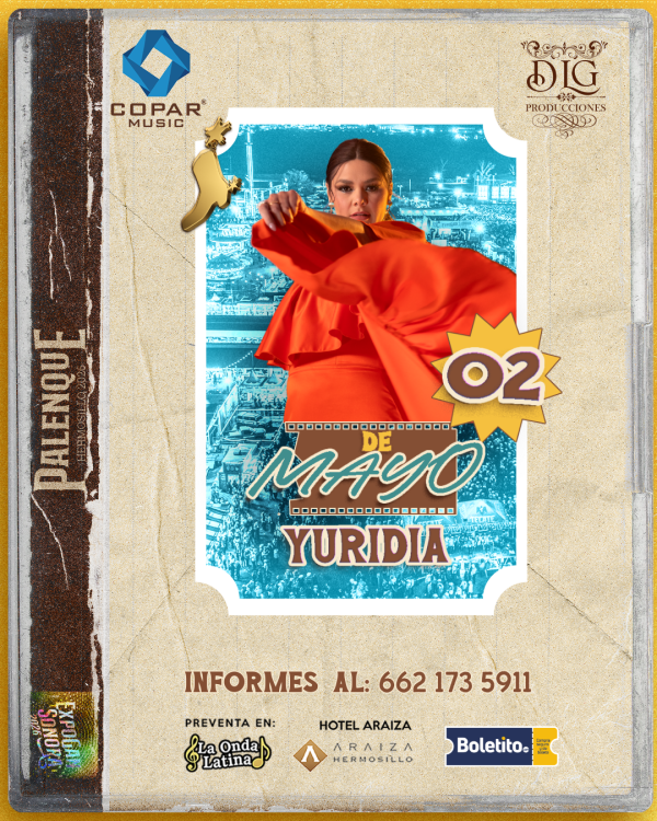 boletos Yuridia palenque hermosillo expogan 2026